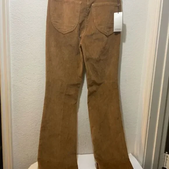 New SPRWMN Corduroy 5 Pocket Micro Flare Mid Rise Pantscamel Brown